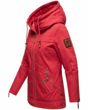 Navahoo Wekoo Damen Übergangsjacke mit Kapuze Rot Muster Größe M - Gr. 38