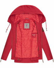 Navahoo Wekoo Damen Übergangsjacke mit Kapuze Rot Muster Größe M - Gr. 38