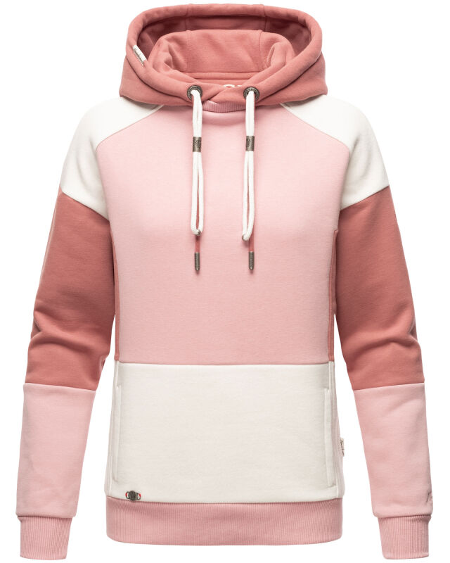 Navahoo Babykätzchen Damen Blocking Color Hoodie Kapuzenpullover Puder Rosa