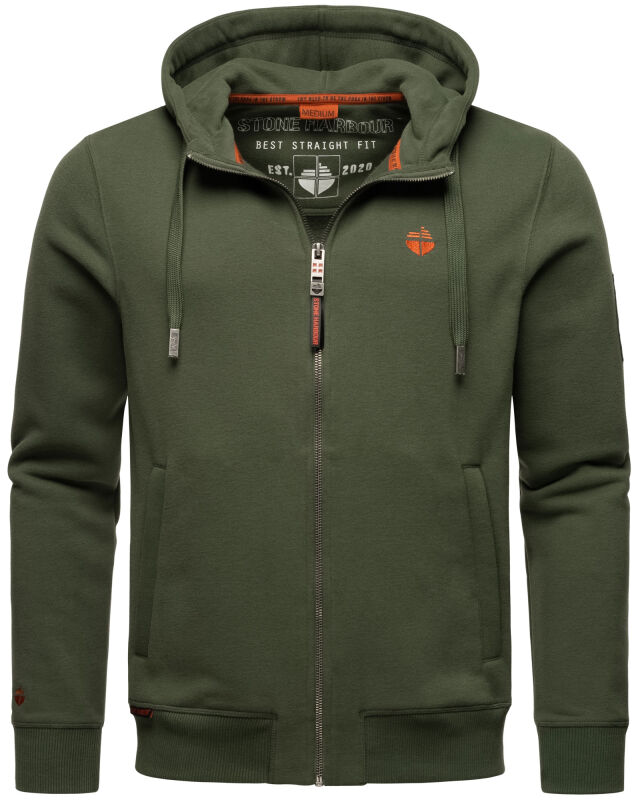 Stone Harbour Billie Joy Herren Sweatjacke Hoodie Dunkelolive-Gr.S
