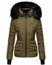 Navahoo Adele Damen Winterjacke warm gefüttert Teddyfell Militär Grün Größe S - Gr. 36