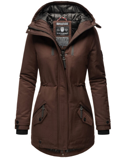 Navahoo Avrille Damen Parka Winterjacke mit Kapuze Dunkel Schoko Größe XS - Gr. 34