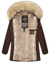 Navahoo Cristal Damen Winterjacke Parka mit Kunstfell D-Schoko Gr.XS