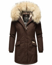 Navahoo Cristal Damen Winterjacke Parka mit Kunstfell D-Schoko Gr.S