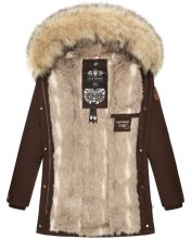 Navahoo Cristal Damen Winterjacke Parka mit Kunstfell D-Schoko Gr.S