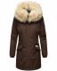 Navahoo Cristal Damen Winterjacke Parka mit Kunstfell D-Schoko Gr.S