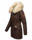 Navahoo Cristal Damen Winterjacke Parka mit Kunstfell D-Schoko Gr.S