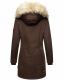 Navahoo Cristal Damen Winterjacke Parka mit Kunstfell D-Schoko Gr.S