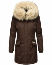 Navahoo Cristal Damen Winterjacke Parka mit Kunstfell D-Schoko Gr.L