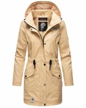 Navahoo Deike Damen Regenjacke Regenmantel lang Teddyfell Beige Gr&ouml;&szlig;e S - Gr. 36