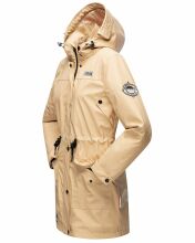 Navahoo Deike Damen Regenjacke Regenmantel lang Teddyfell Beige Gr&ouml;&szlig;e S - Gr. 36