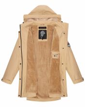 Navahoo Deike Damen Regenjacke Regenmantel lang Teddyfell Beige Gr&ouml;&szlig;e S - Gr. 36