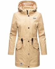 Navahoo Deike Damen Regenjacke Regenmantel lang Teddyfell Beige Größe L - Gr. 40