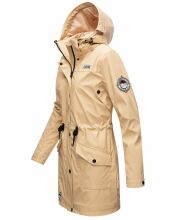 Navahoo Deike Damen Regenjacke Regenmantel lang Teddyfell Beige Größe L - Gr. 40