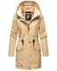 Navahoo Deike Damen Regenjacke Regenmantel lang Teddyfell Beige Größe L - Gr. 40