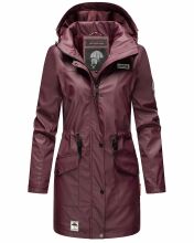 Navahoo Deike Damen Regenjacke Regenmantel lang Teddyfell Wine Gr&ouml;&szlig;e S - Gr. 36
