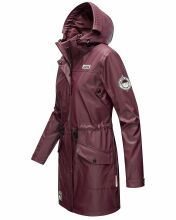 Navahoo Deike Damen Regenjacke Regenmantel lang Teddyfell Wine Gr&ouml;&szlig;e S - Gr. 36