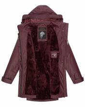 Navahoo Deike Damen Regenjacke Regenmantel lang Teddyfell Wine Gr&ouml;&szlig;e S - Gr. 36