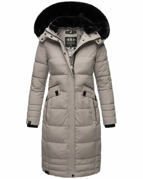 Navahoo Fahmiyaa Damen lange Winterjacke mit Kapuze Zink Grau Größe S - Gr. 36