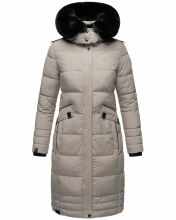 Navahoo Fahmiyaa Damen lange Winterjacke mit Kapuze Zink Grau Größe S - Gr. 36