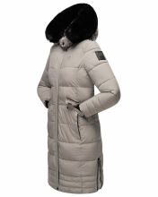 Navahoo Fahmiyaa Damen lange Winterjacke mit Kapuze Zink Grau Größe S - Gr. 36
