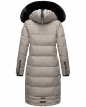 Navahoo Fahmiyaa Damen lange Winterjacke mit Kapuze Zink Grau Größe S - Gr. 36