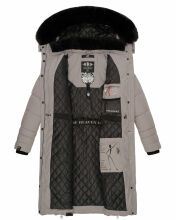 Navahoo Fahmiyaa Damen lange Winterjacke mit Kapuze Zink Grau Größe S - Gr. 36