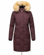 Navahoo Halina Damen Winter Steppmantel mit Kunstfell Wine Gr&ouml;&szlig;e M - Gr. 38
