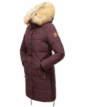 Navahoo Halina Damen Winter Steppmantel mit Kunstfell Wine Gr&ouml;&szlig;e M - Gr. 38
