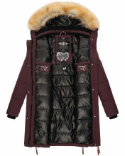 Navahoo Halina Damen Winter Steppmantel mit Kunstfell Wine Gr&ouml;&szlig;e M - Gr. 38
