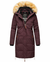 Navahoo Halina Damen Winter Steppmantel mit Kunstfell Wine Größe XL - Gr. 42
