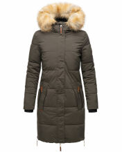 Navahoo Halina Damen Winter Steppmantel mit Kunstfell Anthrazit Größe XXL - Gr. 44