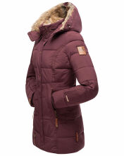 Marikoo warme Damen Steppmantel Winterjacke mit Kapuze Weinrot Größe M - Gr. 38