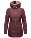 Marikoo warme Damen Steppmantel Winterjacke mit Kapuze Weinrot Größe L - Gr. 40