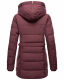 Marikoo warme Damen Steppmantel Winterjacke mit Kapuze Weinrot Größe L - Gr. 40