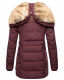 Marikoo warme Damen Steppmantel Winterjacke mit Kapuze Weinrot Größe L - Gr. 40