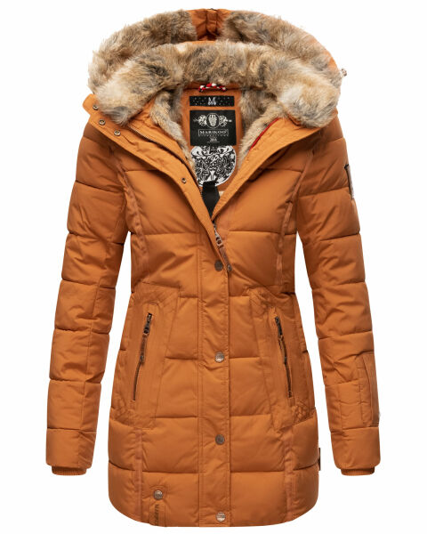 Marikoo warme Damen Steppmantel Winterjacke mit Kapuze Cinnamon Größe M - Gr. 38