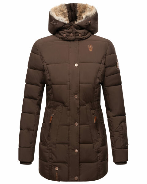 Marikoo warme Damen Steppmantel Winterjacke mit Kapuze