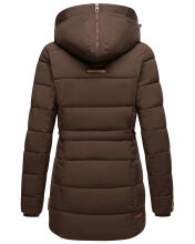 Marikoo warme Damen Steppmantel Winterjacke mit Kapuze Dunkelbraun Größe XS - Gr. 34