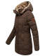 Marikoo warme Damen Steppmantel Winterjacke mit Kapuze Dunkelbraun Größe XS - Gr. 34