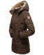 Marikoo warme Damen Steppmantel Winterjacke mit Kapuze Dunkelbraun Größe XS - Gr. 34