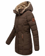 Marikoo warme Damen Steppmantel Winterjacke mit Kapuze Dunkelbraun Größe XL - Gr. 42