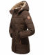 Marikoo warme Damen Steppmantel Winterjacke mit Kapuze Dunkelbraun Größe XL - Gr. 42