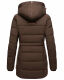 Marikoo warme Damen Steppmantel Winterjacke mit Kapuze Dunkelbraun Größe XL - Gr. 42