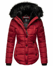 Marikoo Lotus warme Damen Winterjacke gesteppt mit Kunstfell Blood Red Gr&ouml;&szlig;e XS - Gr. 34