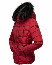 Marikoo Lotus warme Damen Winterjacke gesteppt mit Kunstfell Blood Red Gr&ouml;&szlig;e XS - Gr. 34