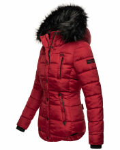 Marikoo Lotus warme Damen Winterjacke gesteppt mit Kunstfell Blood Red Größe S - Gr. 36