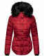 Marikoo Lotus warme Damen Winterjacke gesteppt mit Kunstfell Blood Red Größe S - Gr. 36