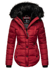 Marikoo Lotus warme Damen Winterjacke gesteppt mit Kunstfell Blood Red Gr&ouml;&szlig;e L - Gr. 40