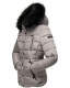 Marikoo Lotus warme Damen Winterjacke gesteppt mit Kunstfell Zink Grau Größe L - Gr. 40
